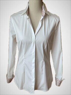 EMANUEL BERG White Tailored Button-Down Shirt Size 8 NWT Classic